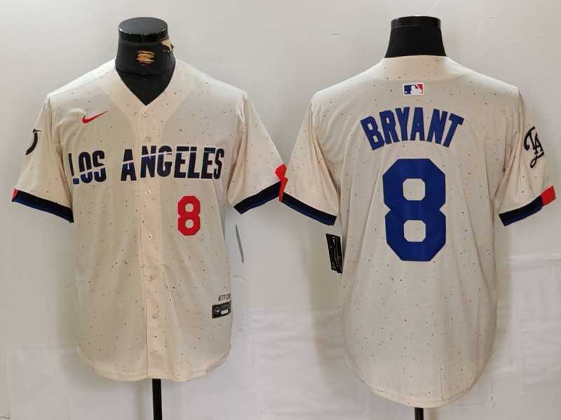 Mens Los Angeles Dodgers #8 Kobe Bryant Number Cream 2024 City Connect Limited Stitched Jerseys